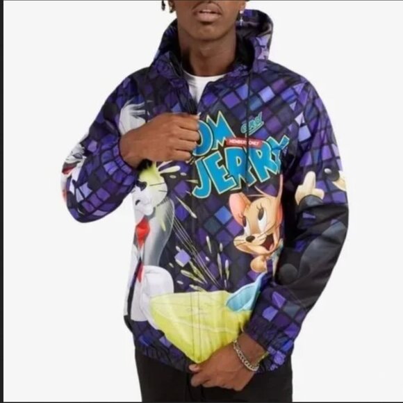 NWT size M MENS Tom and Jerry Windbreaker Jacket All Over Print - Picture 11 of 12